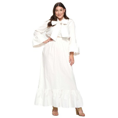 L I V D Women's Poplin Bell Sleeve Top and Maxi Skirt Set