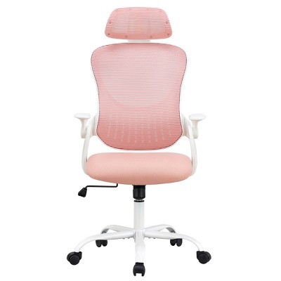 Mesh Breathable Backrest Office Chair, High Back-Adjustable Headrest With Lumbar Upport And Flip-Up Armrests Task Chair-Cuddlewood
