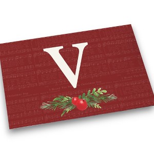 Personalization Mall Nostalgic Noel Burgundy Doormat, 18 x 27 - 1 of 1
