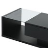 NicBex 39.3"Trendy Coffee Table with Tempered Glass,Cocktail Table Center Table with High-Gloss UV Surface,11lbs(Glass Top)/66lbs Max(Wood Top) - 4 of 4