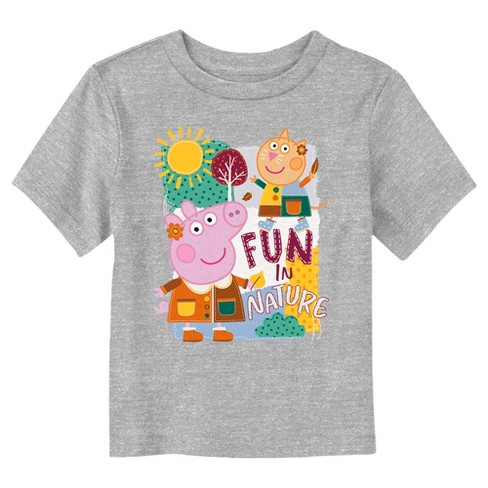 Toddler's Peppa Pig Fun In Nature Embroidery T-Shirt - Athletic Heather - 2T