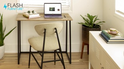 Small Rustic Natural Wood and Black Foldable Desk