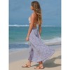 EXLURA Womens Elastic High Waist Flared Maxi Skirts Floral Swing Midi Skirt Casual Summer Long Skirt Beach Vacation Resort - 4 of 4