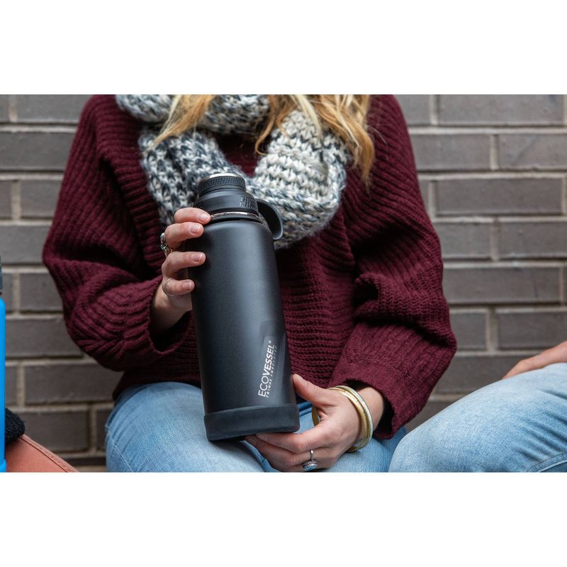 EcoVessel 32oz&#160; Insulated Water Bottle with Stainless Steel Dual Opening Lid - Black, 3 of 6