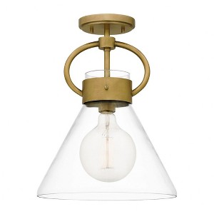 Quoizel Lighting Webster 1 - Light Semi-Flush Mount in  Weathered Brass - 1 of 4