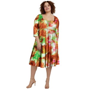 June + Vie by Roaman's Women's Plus Size Sweetheart Swing Dress - 1 of 4