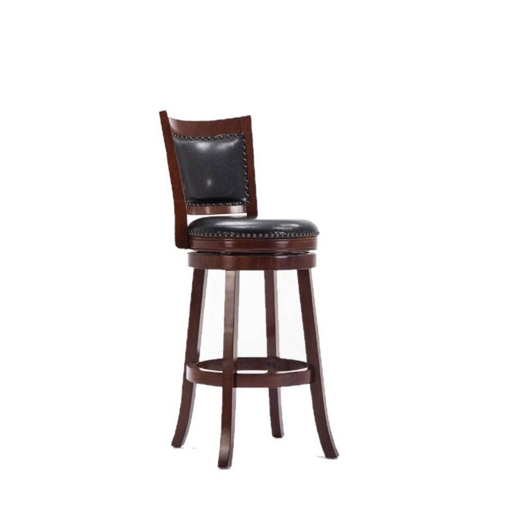 29" Bristol Swivel Barstool Hardwood/Cherry - Boraam: Elegant, Padded, Nailhead, 360 Turn