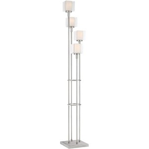 Possini Euro Design Modern Tree Floor Lamp with USB Charging Port 4-Light 72" Tall Brushed Nickel Glass Shade Living Room Reading - 1 of 4