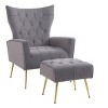 CAVINAS Modern Accent Chair with Ottoman,Velvet Armchair Set with Sinuous Spring Support,Lounge Chair for Living Room & Apartment - 3 of 4