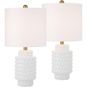 360 Lighting Hobnail 22 1/2" High Small Modern Accent Table Lamps Set of 2 White Ceramic Shade Living Room Bedroom Bedside Nightstand House Office - 1 of 4