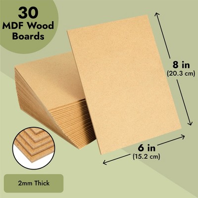 30 Sheets Brown Medium Density Fiberboard MDF Craft Boards, 6 x 8 Inches