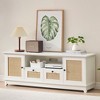 Rattan TV Stand for 65in, White Modern Console Table with Storage, Entertainment Center Cabinet, Wood TV Console Media Cabinet Furniture - 2 of 3