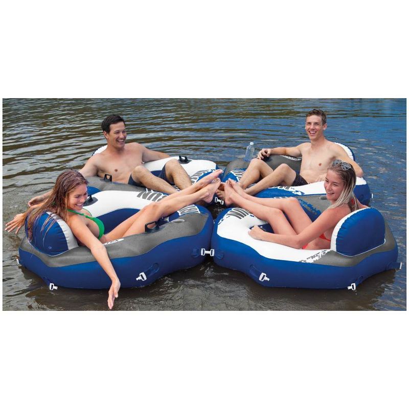 INTEX River Run Single Person Connect Inflatable Water Raft (4 Pack) with INTEX River Run 2 Person Inflatable Tube Raft Float with Cooler, 4 of 7