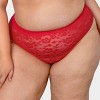 Curvy Couture Women's Plus Size No Show Lace High Cut Brief Panty Diva Red L - 2 of 4