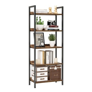 Aoibox 5 Tier Bookshelves Home Office Bookcase Shelf Organizer Free Standing Storage Shelving Unit Vintage Style - 1 of 4