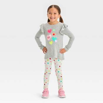 Toddler Girls' Valentine's Day Candy Hearts Top & Bottom Set - Cat & Jack™ Gray