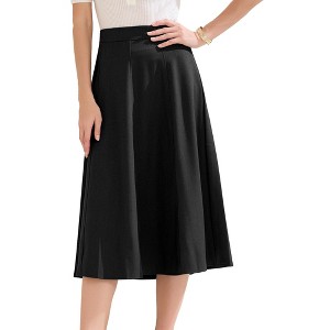 INSPIRE CHIC Women's High Waist Office Work Midi Flared Pleated A-Line Skirts - 1 of 4