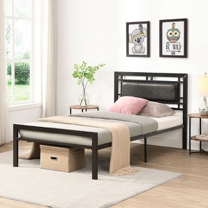 Sapphtopaz Modern Bed Frame with Headboard Platform Bed with Slats Support for Bedroom, No Box Spring Needed - 1 of 4