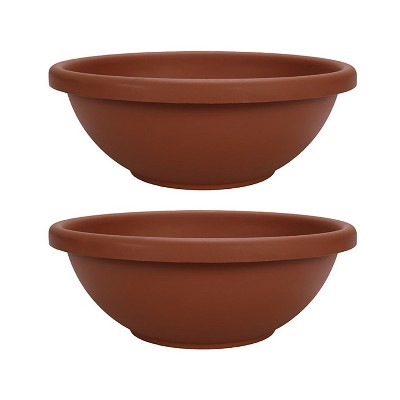 HC Companies GAB22000E35 22 Inch Garden Bowl Planter Pot, Terra Cotta (2 Pack)