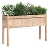 vidaXL Garden Planter with Legs - Solid Pine Wood - Outdoor Flower Box - 43.3"x12.2"x27.6" - Natural Brown Patio Decoration - 4 of 4