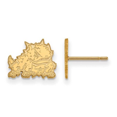 Black Bow Jewelry 14k Yellow Gold Texas Christian Horned Frogs NCAA Post Earrings