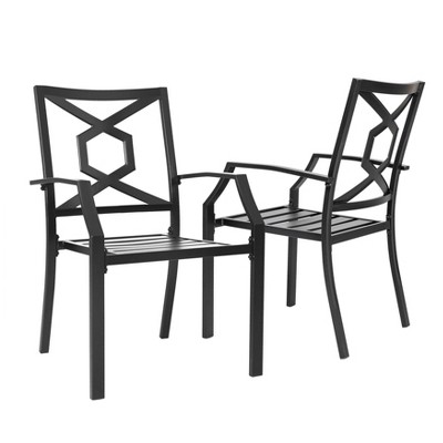 2pk Stackable Outdoor Metal Arm Chairs - NUU GARDEN