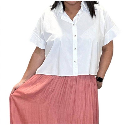 Women's Cropped Crisp Button Down Shirt - Easel