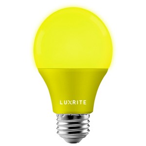 Luxrite A19 LED Yellow Bug Light Bulbs, 60W Equivalent, Non-Dimmable, UL Listed, E26 Standard Base, Indoor Outdoor, Porch, Home Lighting - 1 of 4