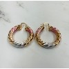 RMZ GOLD NYC 18K Gold Tri-Color Bamboo Hoop Earrings – 40mm - 2 of 3