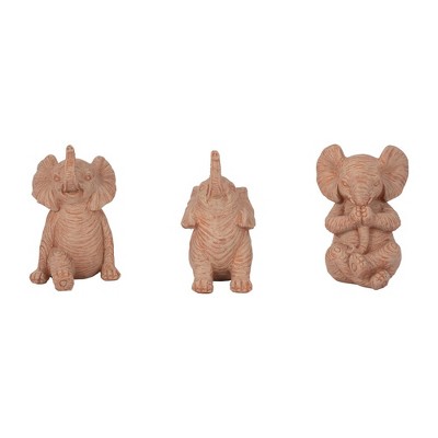Sagebrook Home Set of 3 Yoga Elephant Figurines - Classic Polyresin Sculpture of Yoga Posed Eleplants - Home, Office, Yoga