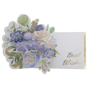 Unique Bargains Pops Up Bouquet Card with Envelope for Friends Family 1 Set - 1 of 4