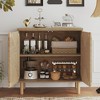 Natural Storage Cabinet, Sideboard Storage Cabinet with 2 Doors & Adjustable Shelf, Light Brown Accent Cabinet for Hallway - 2 of 4