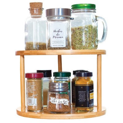 LunaLulinlk Two-Tier Bamboo 10" Lazy Susan Turntable for Cabinets, Countertop, Panty or Table