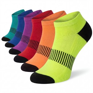 Vibrant Colors Black Toe No Show Athletic Socks - 6 Pack : Target