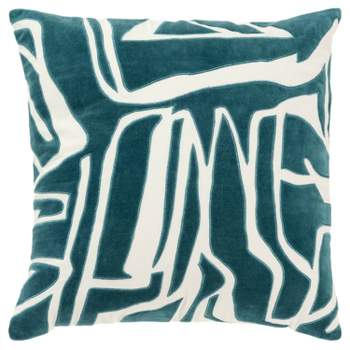 20"x20" Oversize Abstract Poly Filled Square Throw Pillow Teal - Rizzy Home