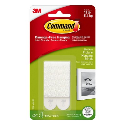 Command 4 Sets Medium Sized Picture Hanging Strips White