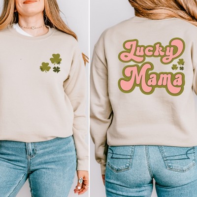 Simply Sage Market Women's Graphic Sweatshirt Lucky Mama Retro Clovers