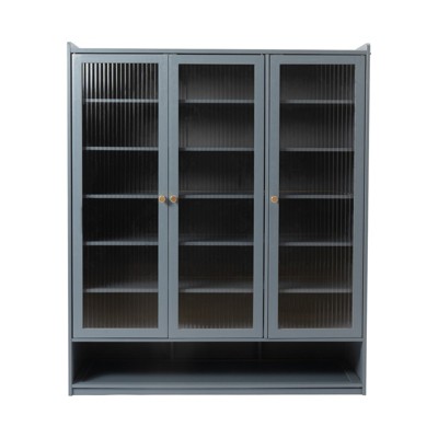 YIYIBYUS 7 Tier Shoe Storage Rack Cabinet with 3 Doors Freestanding, Gray