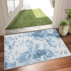 Acekool 2x3 Washable Soft Area Rug, Modern Abstract Blue, Stain Resistant Non-Slip Foldable Small Carpet for Living Room, Bedroom, Office - 1 of 4