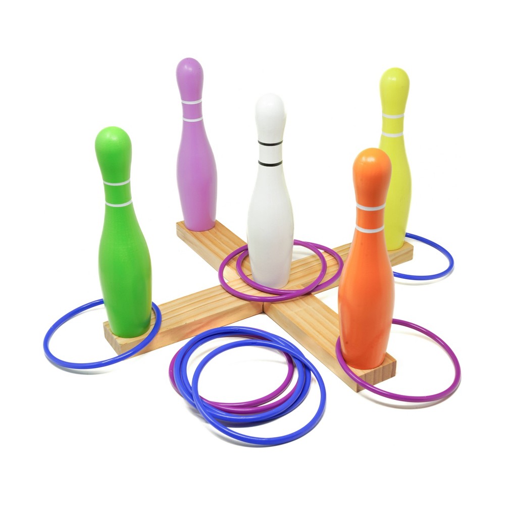 AreYouGame.com Lawn Bowling and Ring Toss Outdoor Board Game: Includes Carrying Case & 30 Pieces, 1-8 Players