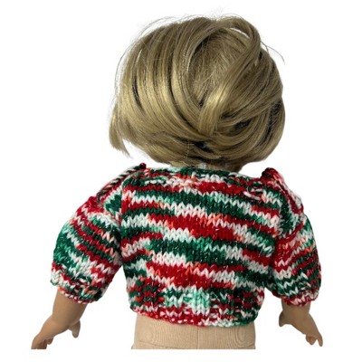 Детские свитеры Doll Clothes Superstore Hand Knit Red, White & Green Glitter Sweater for 18 Inch Dolls — фото 4