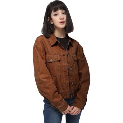 Anna-Kaci Women's Corduroy Collared Button Down Jacket