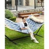 SONGMICS Hammock, Quilted Hammock with Curved Bamboo Spreaders, Pillow, 78.7 x 55.1 Inches - 3 of 4