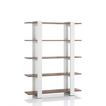 62.4" Talia 5 Shelf Bookcase Walnut/White - miBasics
