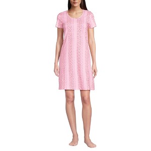 Lands' End Women's Cotton Short Sleeve Knee Length Nightgown - 1 of 3