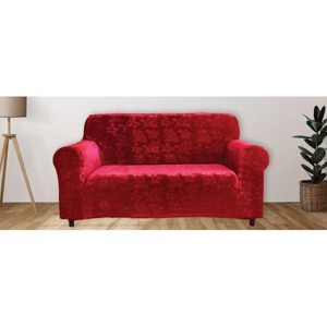J&V TEXTILES Rich Floral Pattern Velvet Stretch Chair Cover Chair Slipcover Sofa Cover Furniture Protector Couch Soft with Elastic Bottom - 1 of 3