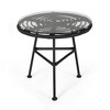 TUYOHW Rattan Patio End Table with Tempered Glass Top & Steel Frame,Modern Patio Side Table for Patio,Garden,Balcony - 4 of 4