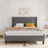 FULL/Queen/KING Size Corduroy Upholstered Bed Frame, Platform Bed with Vertical Stripe Wingback Headboard, No Box Spring Needed/Wooden Slats/Noise Fr - 3 of 4