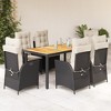 vidaXL Garden Dining Set Black Poly Rattan 7 Piece Adjustable Armrests - 2 of 4