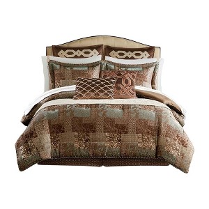 Gracie Mills Lange 4-Piece Patchwork Chenille Jaquard Comforter Set - 1 of 4